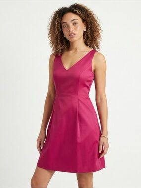 Ann Taylor Fit and Flare Size 00 Sleeveless Hot Pink Dress